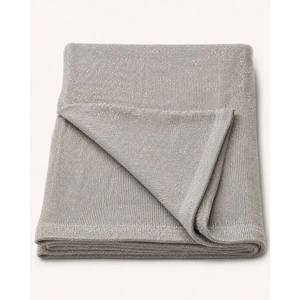 Calvin Klein Home Gray Metallic Knit Throw Quiet Luxury